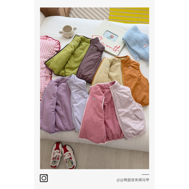 暖心雙面格紋搖粒絨背心