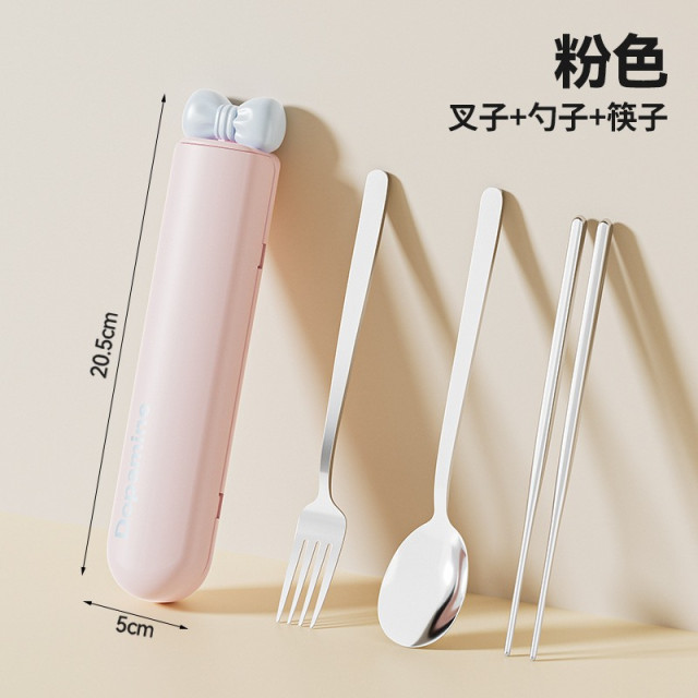 可愛蝴蝶結不鏽鋼餐具組