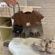 簡約字母牛仔裙套裝