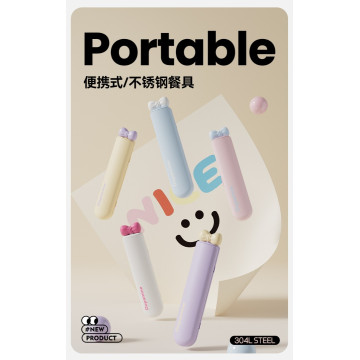 可愛蝴蝶結不鏽鋼餐具組