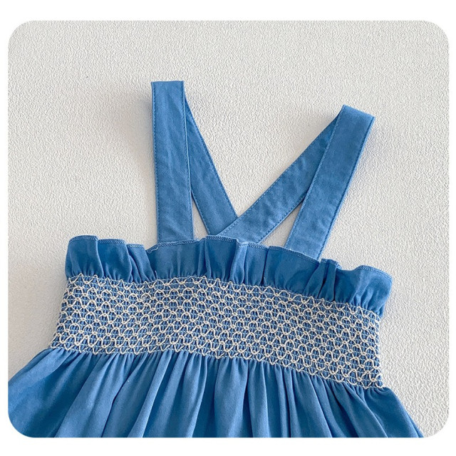 清新小藍吊帶兩件套