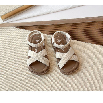 交叉彈力軟底涼鞋