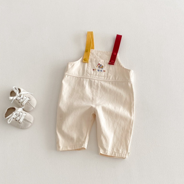 繽紛車車刺繡吊帶褲