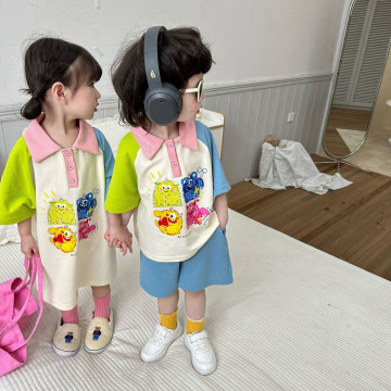 怪獸拼色翻領手足裝