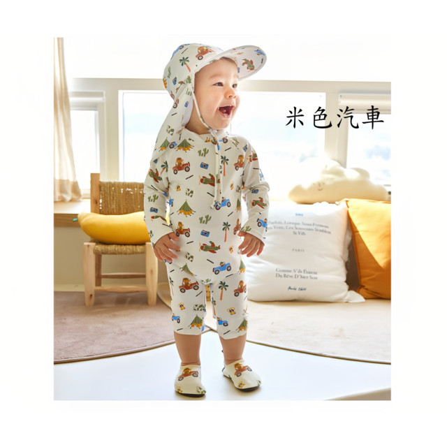 童趣印花連身防曬泳衣