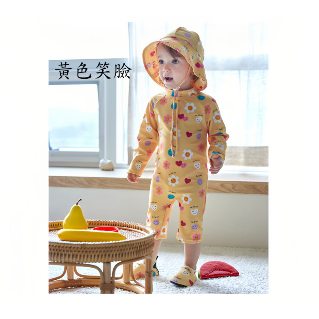 童趣印花連身防曬泳衣