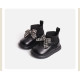 格紋蝴蝶結拼接短靴