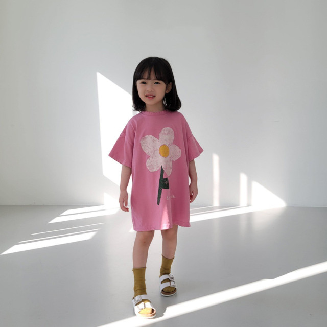 手繪風花朵連衣裙