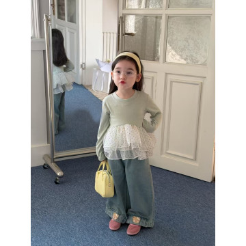 可愛小熊牛仔寬褲