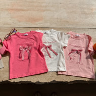 立體格紋蝴蝶結短袖T