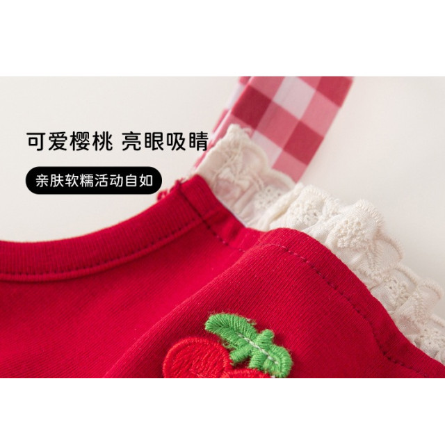 櫻桃格紋蛋糕裙洋裝