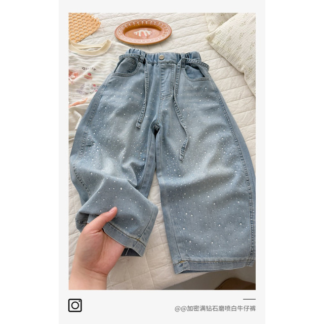 時髦閃耀鑽牛仔寬褲