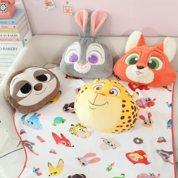 日系可愛動物絨毛抱枕毯