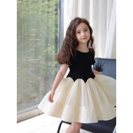 赫本風拼接紗裙