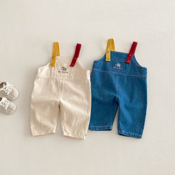 繽紛車車刺繡吊帶褲