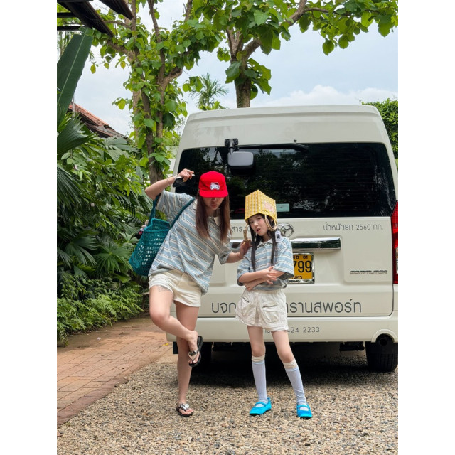 韓系條紋親子POLO上衣