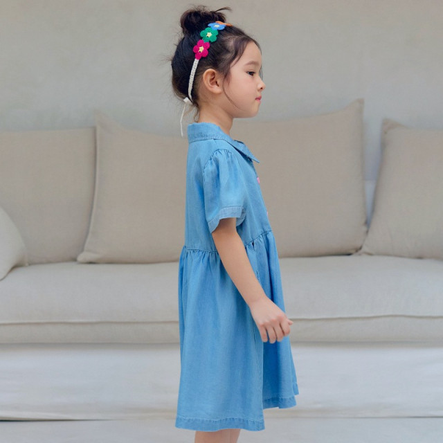 甜心牛仔翻領洋裝