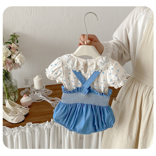 清新小藍吊帶兩件套