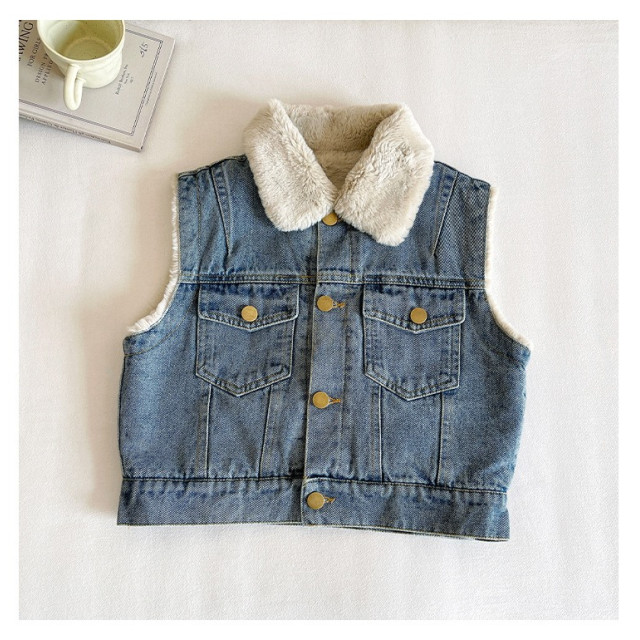 型男加絨牛仔背心