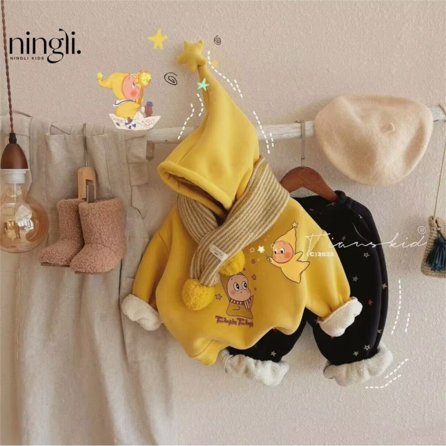 星星小帽童趣連帽套裝