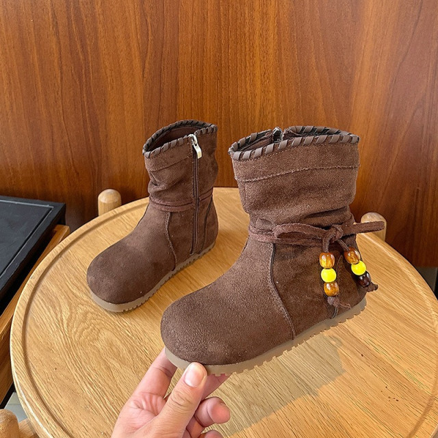 復古流蘇蝴蝶結短靴