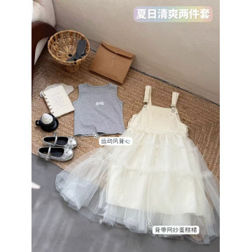 質感牛仔拼接紗裙套組