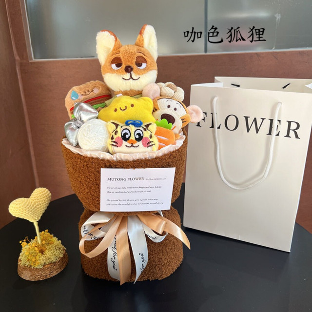 卡通玩偶畢業花束