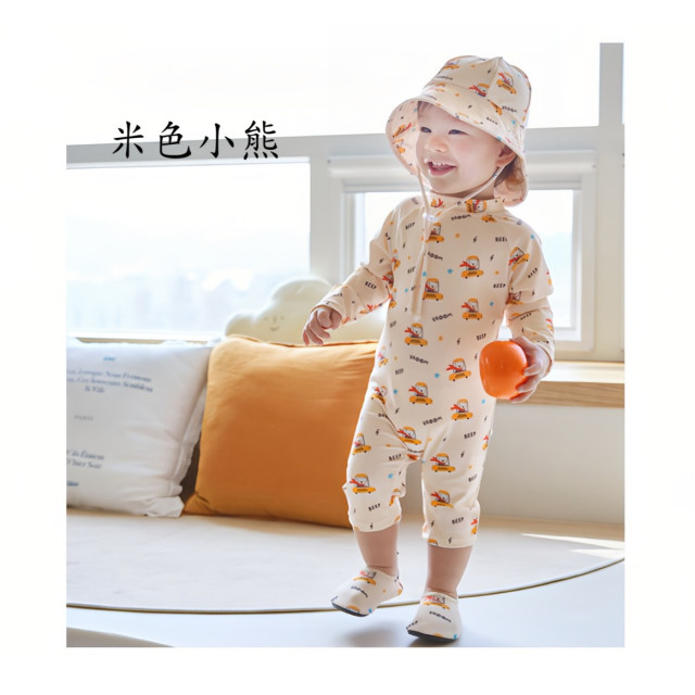 童趣印花連身防曬泳衣