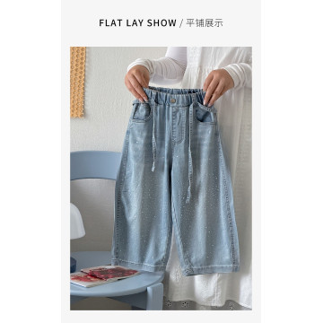 時髦閃耀鑽牛仔寬褲