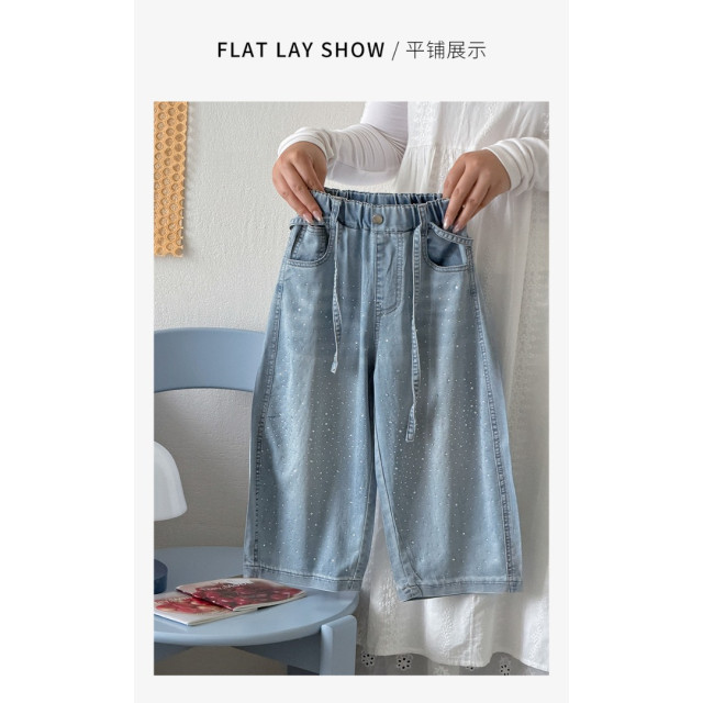 時髦閃耀鑽牛仔寬褲