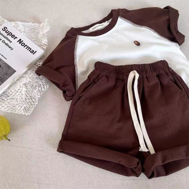 猿猴拼接撞色休閒套裝