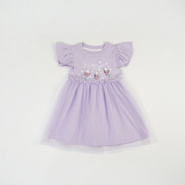 可愛牡蠣拼接紗洋裝