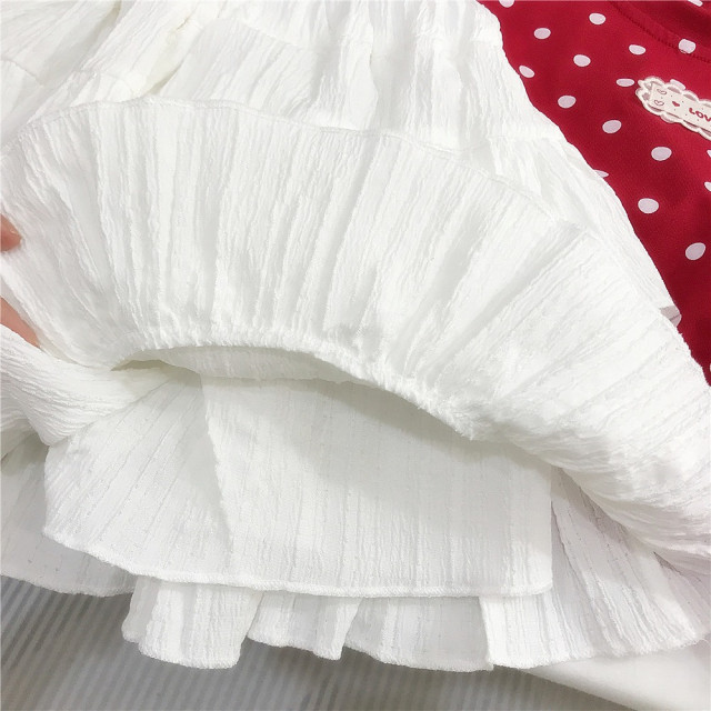 韓系甜美點點蛋糕裙套裝