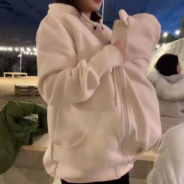 親子暖心袋鼠式連帽母子外套