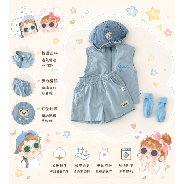 清爽無袖背心套裝