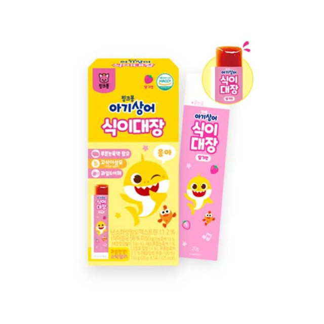 韓國 Pinkfong碰碰狐 Baby Shark 寶寶鯊魚草莓風味膳食纖維果凍條 20g×5入