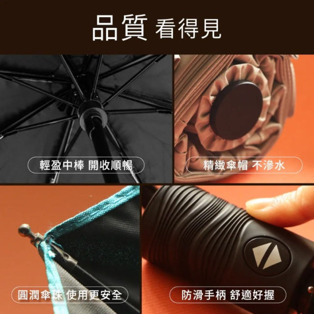 【KINYO】21吋防滑黑膠自動晴雨傘