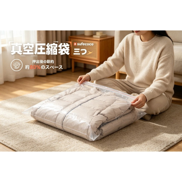 日本 sufecoco 專利真空壓縮收納袋 3入組