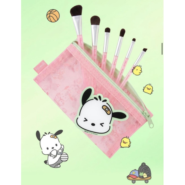 韓國 FILLIMILLI × Sanrio 限定帕恰狗 Pochacco 6支迷你專業眼妝刷＋收納包＋造型鏡組