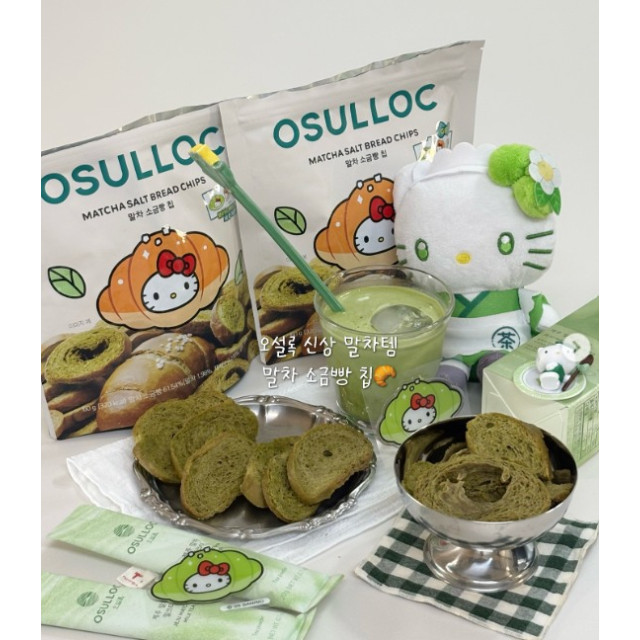  韓國 OSULLOC × Hello Kitty 抹茶海鹽可頌脆片 60g