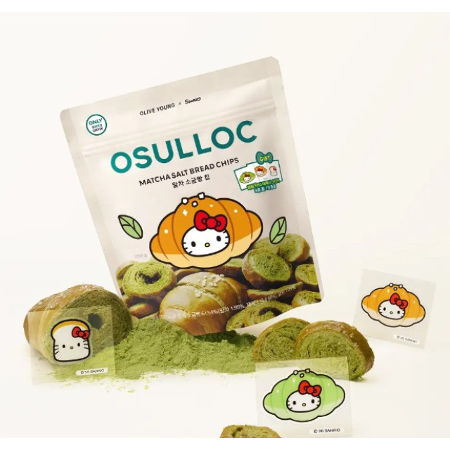 韓國 OSULLOC × Hello Kitty 抹茶海鹽可頌脆片 60g