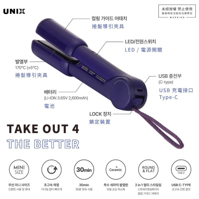 韓國 UNIX 型動無線兩用直髮夾 A2023 午夜藍